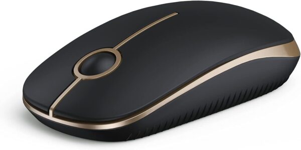 Vssoplor Wireless Mouse, 2.4G Slim Portable Computer Mouse with Nano Receiver Quiet Silent Optical Laptop Mouse for Notebook, PC, Laptop, Computer-Black and Gold