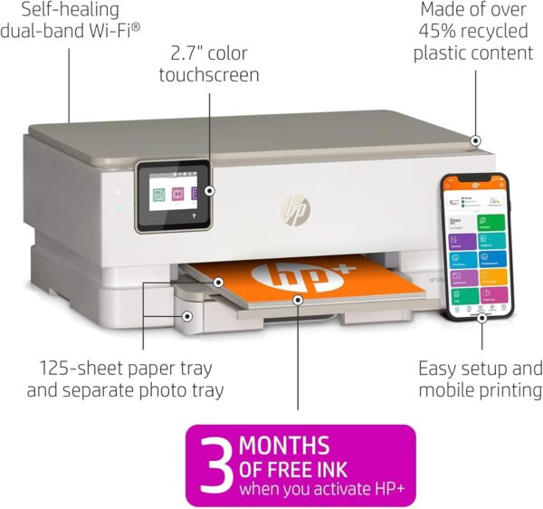 HP ENVY Inspire 7255e Wireless Color Thermal Inkjet Printer, Print, scan, copy, Easy setup,Mobile printing, Best-for-home, 3 months of Instant Ink included - Image 2