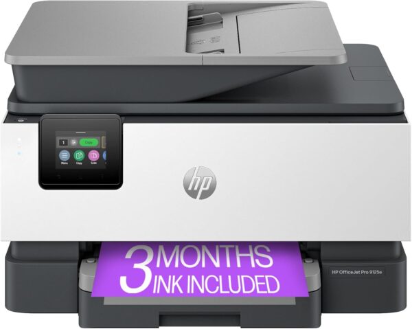 HP OfficeJet Pro 9125e All-in-One Printer, Color, Printer-for-Small Medium Business, Print, Copy, scan, fax,Touchscreen; Smart Advance Scan, 3 months of Instant Ink included