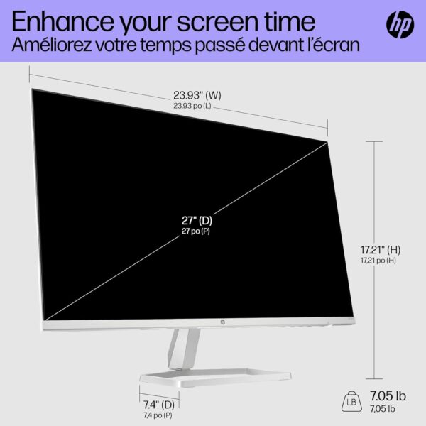 HP Series 5 27 inch FHD Monitor, Full HD Display (1920 x 1080), IPS Panel, 99% sRGB, 15001 Contrast Ratio, 300 nits, Eye Ease with Eyesafe Certification, 527sw (2024) - Image 5