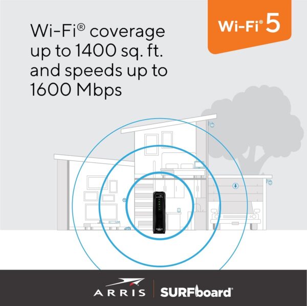 ARRIS (SBG10) - Cable Modem Router Combo - Fast DOCSIS 3.0 16 x 4 Gigabit & AC1600 WiFi, For Comcast Xfinity, Cox, Spectrum, 400 Mbps Max Internet Speeds - Image 5