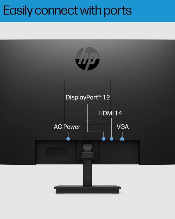 HP 27h Full HD Monitor - Diagonal - IPS Panel & 75Hz Refresh Rate - Smooth Screen - 3-Sided Micro-Edge Bezel - 100mm Height/Tilt Adjust - Built-in Dual Speakers - for Hybrid Workers,Black - Image 6