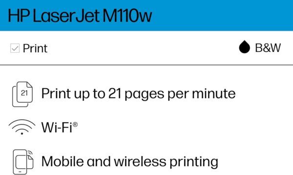 HP LaserJet M110w Wireless Printer, Print, Fast speeds, Easy setup, Mobile printing, Best for small teams - Image 2