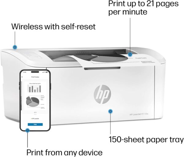 HP LaserJet M110w Wireless Printer, Print, Fast speeds, Easy setup, Mobile printing, Best for small teams - Image 4