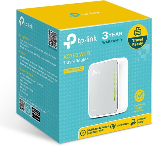 TP-Link AC750 Wireless Portable Nano Travel Router(TL-WR902AC) - Support Multiple Modes, WiFi Router/Hotspot/Bridge/Range Extender/Access Point/Client Modes, Dual Band WiFi, 1 USB 2.0 Port - Image 3