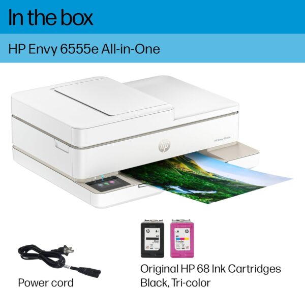 HP Envy 6555e Wireless All-in-One Color Inkjet Printer, Print, scan, Copy, Duplex Printing Best-for-Home, 3 Months of Instant Ink Included (714N5A) - Image 6