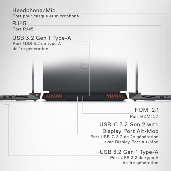 Dell G15 5535 Gaming Laptop - 15.6-inch FHD (1920x1080) 165Hz 3ms Display, AMD Ryzen 7-7840HS Processor, 16 GB DDR5 RAM, 512 GB SSD, NVIDIA GeForce RTX 4060, Windows 11 Home - Dark Shadow Gray - Image 7