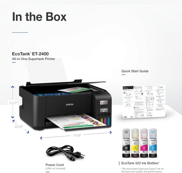 Epson EcoTank ET-2400 Wireless Color All-in-One Cartridge-Free Supertank Printer with Scan and Copy – Easy, Everyday Home Printing, Black - Image 6