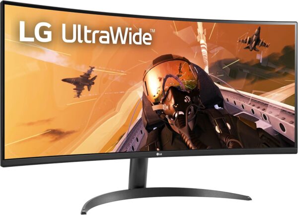 LG 34WP60C-B 34-Inch 219 Curved UltraWide QHD (3440x1440) Gaming Computer Monitor with 160Hz sRGB 99% Color Gamut and HDR 10, AMD FreeSync Premium and 3-Side Virtually Borderless Screen Tilt,Black - Image 3