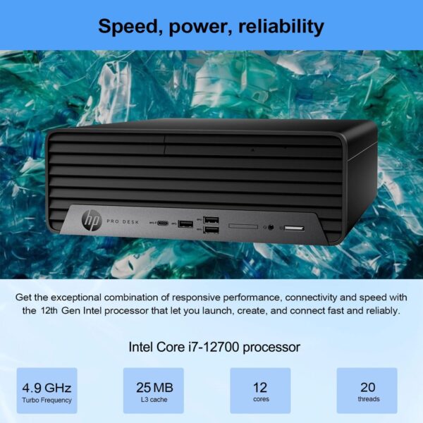 HP ProDesk 400 G9 Small Form Factor Business Desktop, 12th Gen Intel i7-12700 Processor, 16GB RAM, 1TB PCIe SSD, Wi-Fi 6, HDMI, DP, Support 4K, Type-C, RJ-45, Wired Keyboard & Mouse, Windows 11 Pro - Image 2