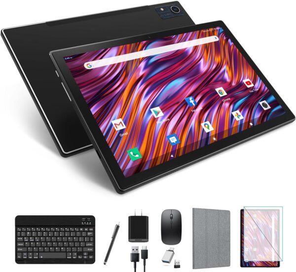 Latest 2024 Android 13 Tablet, 128GB+16(8+8 Expand)GB/512GB Expandable, Octa-Core Tablet with 5G WiFi, 8000mAh Battery, 10.1 inch Tablet with 21MP Camera, Tablet with Keyboard, Bluetooth, Mouse, Case.