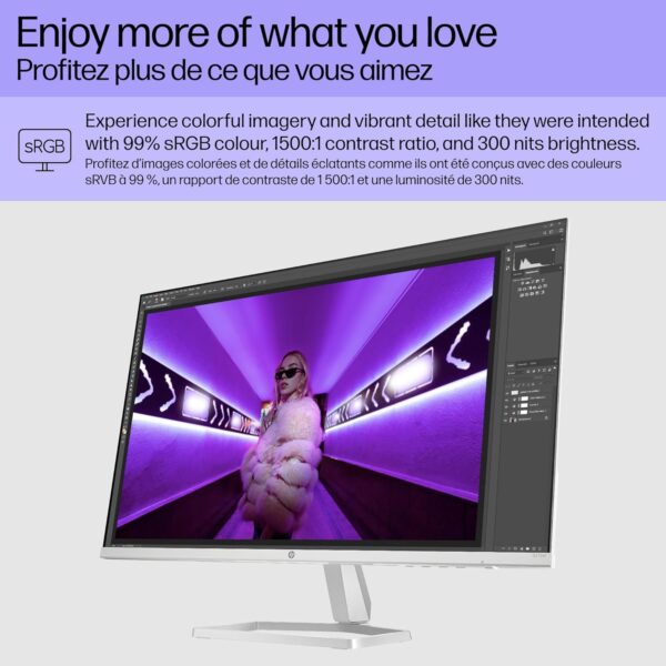 HP Series 5 27 inch FHD Monitor, Full HD Display (1920 x 1080), IPS Panel, 99% sRGB, 15001 Contrast Ratio, 300 nits, Eye Ease with Eyesafe Certification, 527sw (2024) - Image 3
