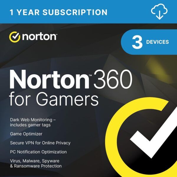 Norton 360 for Gamers 2024, Multiple layers of protection for up to 3 Devices – Includes Game Optimizer, Gamer tag monitoring, Secure VPN and PC Cloud Backup [Download]