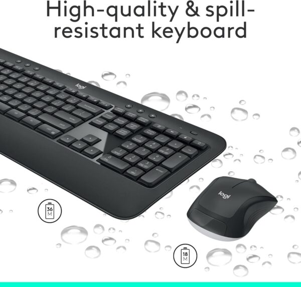 Logitech MK540 Advanced Wireless Keyboard and Mouse Combo for Windows, 2.4 GHz Unifying USB-Receiver, Multimedia Hotkeys, 3-Year Battery Life, for PC, Laptop - Image 4