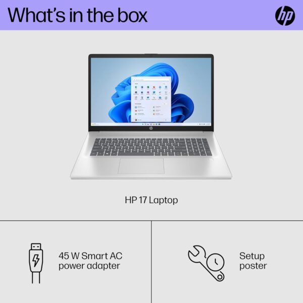 HP 17 inch Laptop, HD+ Display, 12th Generation Intel Core i5-1235U, 8 GB RAM, 512 GB SSD, Intel Iris Xe Graphics, Windows 11 Home, 17-cn2099nr (2023),Silver - Image 7