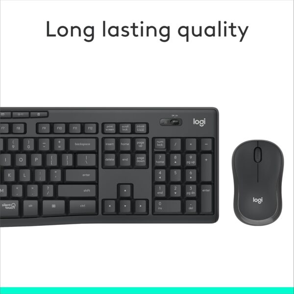 Logitech MK295 Wireless Mouse & Keyboard Combo with SilentTouch Technology, Full Numpad, Advanced Optical Tracking, Lag-Free Wireless, 90% Less Noise - Graphite - Image 6