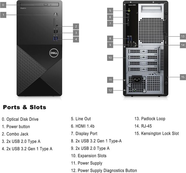 Dell Vostro 3910 Desktop Computer | 12th Gen Intel Core i5-12400 Processor | Intel UHD Graphics 730 | WiFi 6 | DVD-RW | Display Port | HDMI | Windows 11 Pro (16GB RAM | 1TB SSD) - Image 6