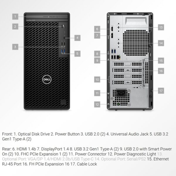 DELL OptiPlex 3000 Series Business Tower Desktop, Intel Core i9-12900K, 64GB RAM, 2TB SSD, DVD-RW, Display Port, RJ-45, HDMI, Wired KB & Mouse, Wi-Fi, Windows 11 Pro, Black - Image 5