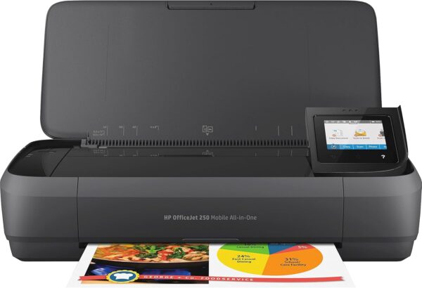 HP OfficeJet 250 All-in-One Portable Printer with Wireless & Mobile Printing, Works with Alexa (CZ992A) Black