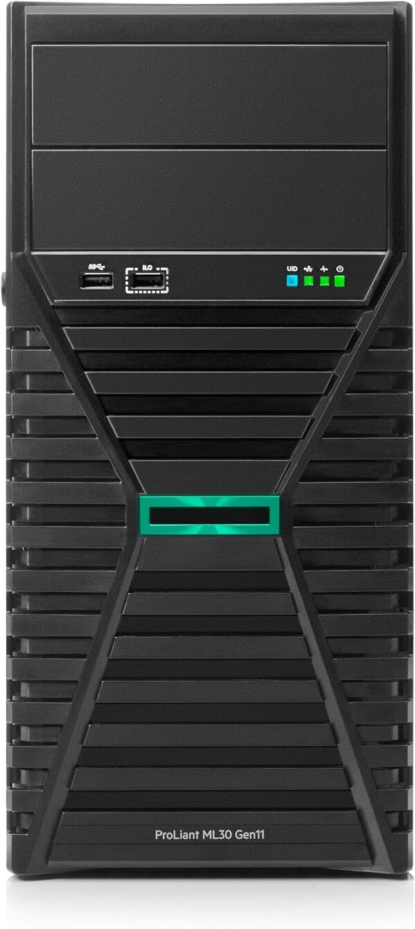 Hewlett Packard Enterprise ProLiant ML30 Gen11 Tower Server w/one Intel Xeon E-2434 Processor, 3.4GHz 4‑core 1P 32GB‑R 8SFF 2x960GB SSD 2x500W RPS (HPE Smart Choice P72995-005)
