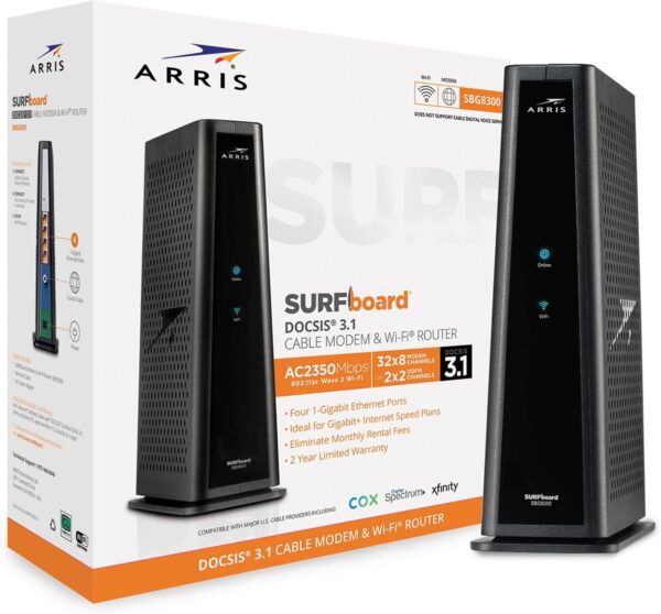 ARRIS (SBG8300) - Cable Modem Router Combo - Fast DOCSIS 3.1 Gigabit & AC2350 WiFi ,Comcast Xfinity, Cox, Spectrum & more, 1 Gbps Max Internet Speeds , 4 OFDM Channels - Image 5