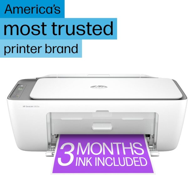 HP DeskJet 2855e Wireless All-in-One Color Inkjet Printer, Scanner, Copier, Best-for-home, 3 months of Instant Ink included (588S5A) - Image 3
