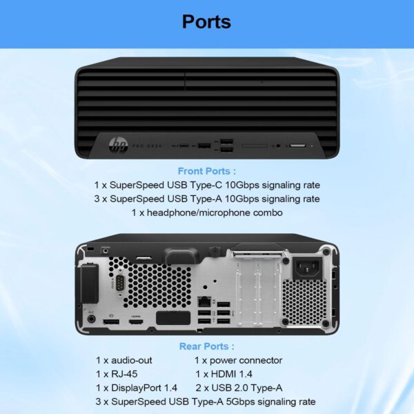 HP ProDesk 400 G9 Small Form Factor Business Desktop, 12th Gen Intel i7-12700 Processor, 16GB RAM, 1TB PCIe SSD, Wi-Fi 6, HDMI, DP, Support 4K, Type-C, RJ-45, Wired Keyboard & Mouse, Windows 11 Pro - Image 4