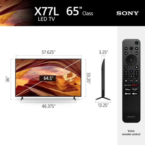 Sony 65 Inch 4K Ultra HD TV X77L Series LED Smart Google TV KD65X77L- Latest Model, Black - Image 5