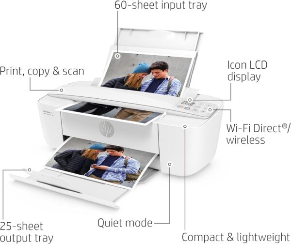 HP DeskJet 3772 All-in-One Color Inkjet Printer Scanner and Copy, Instant Ink Ready, Wireless Printers for Home and Office, Photo Print, Built-in WiFi, T8W88A (Renewed) - Image 2