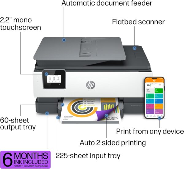 HP OfficeJet 8015e Wireless Color All-in-One Printer, 6 months of Instant Ink included - Image 4