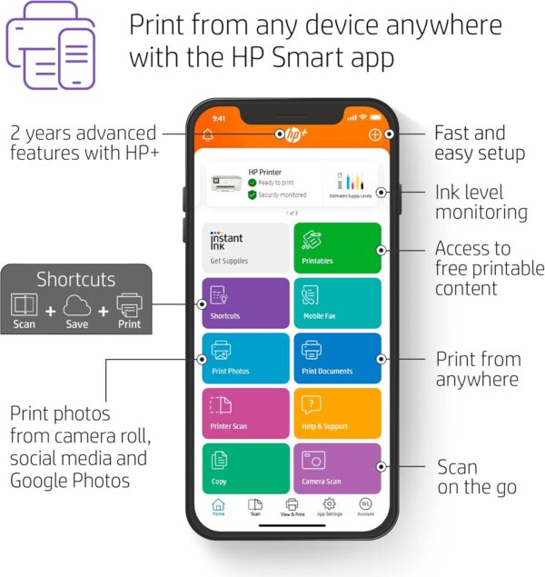 HP ENVY Inspire 7255e Wireless Color Thermal Inkjet Printer, Print, scan, copy, Easy setup,Mobile printing, Best-for-home, 3 months of Instant Ink included - Image 7