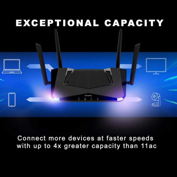 D-Link EXO WiFi 6 Router AX1500 MU-MIMO Voice Control Dual Band Gigabit Gaming Internet Network High Speed Performance WP3 (DIR-X1560-US), Black - Image 3