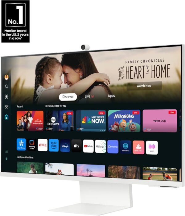 SAMSUNG 32-Inch M8 (M80D) Series 4K UHD Smart Monitor with Streaming TV, Speakers, HDR10+, AI Upscaling, USB-C, Ergonomic Stand, SlimFit Camera, Gaming Hub, LS32DM801UNXZA, 2024 - Image 2