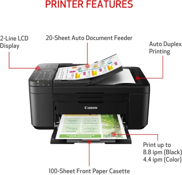 Canon PIXMA TR4720 All-in-One Wireless Printer, Home Use with Auto Document Feeder, Mobile Printing and Built-in Fax, Black - Image 3