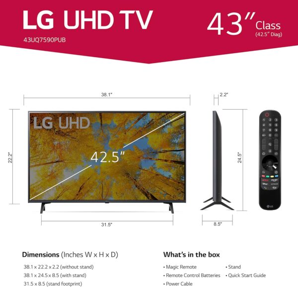 LG UHD UQ75 Series 43” (43UQ7590PUB, 2022), Black - Image 3