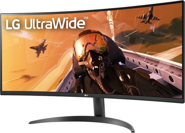 LG 34WP60C-B 34-Inch 219 Curved UltraWide QHD (3440x1440) Gaming Computer Monitor with 160Hz sRGB 99% Color Gamut and HDR 10, AMD FreeSync Premium and 3-Side Virtually Borderless Screen Tilt,Black - Image 2