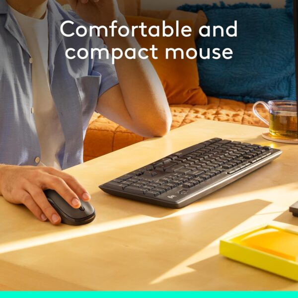 Logitech MK295 Wireless Mouse & Keyboard Combo with SilentTouch Technology, Full Numpad, Advanced Optical Tracking, Lag-Free Wireless, 90% Less Noise - Graphite - Image 4