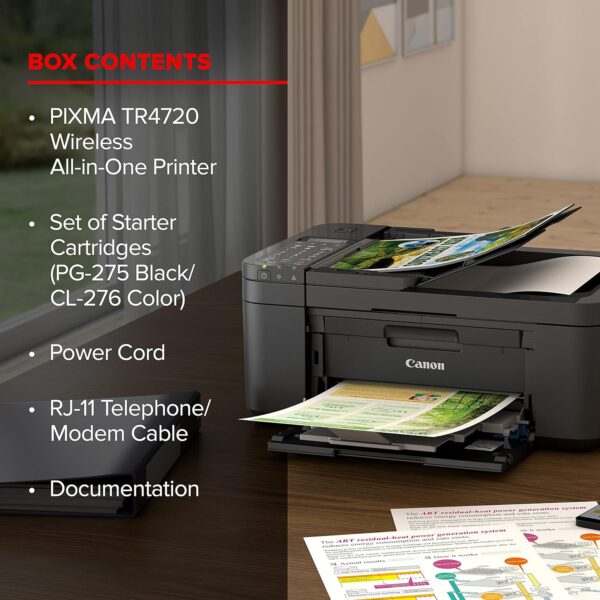 Canon PIXMA TR4720 All-in-One Wireless Printer, Home Use with Auto Document Feeder, Mobile Printing and Built-in Fax, Black - Image 5