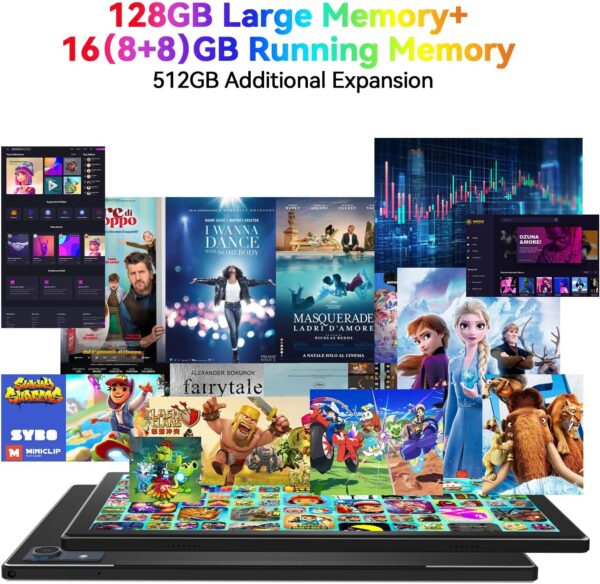 Latest 2024 Android 13 Tablet, 128GB+16(8+8 Expand)GB/512GB Expandable, Octa-Core Tablet with 5G WiFi, 8000mAh Battery, 10.1 inch Tablet with 21MP Camera, Tablet with Keyboard, Bluetooth, Mouse, Case. - Image 2