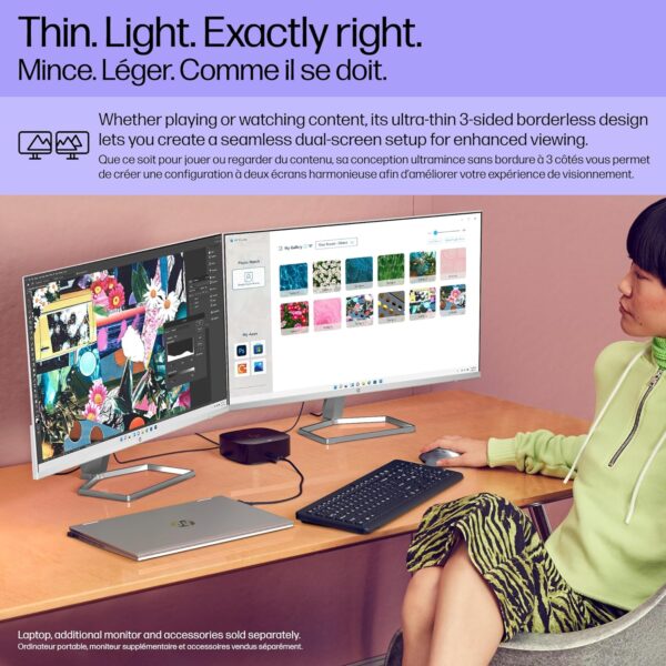 HP Series 5 27 inch FHD Monitor, Full HD Display (1920 x 1080), IPS Panel, 99% sRGB, 15001 Contrast Ratio, 300 nits, Eye Ease with Eyesafe Certification, 527sw (2024) - Image 7