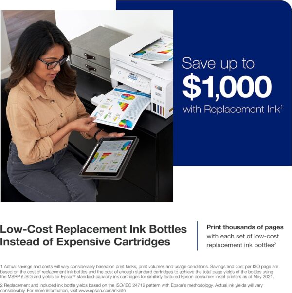 Epson EcoTank ET-3850 Wireless Color All-in-One Cartridge-Free Supertank Printer with Scanner, Copier, ADF and Ethernet – The Perfect Printer Home Office,White - Image 3