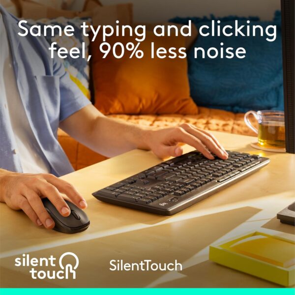 Logitech MK295 Wireless Mouse & Keyboard Combo with SilentTouch Technology, Full Numpad, Advanced Optical Tracking, Lag-Free Wireless, 90% Less Noise - Graphite - Image 2