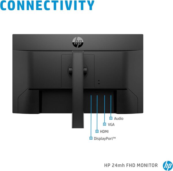 HP 24mh FHD Computer Monitor with 23.8-Inch IPS Display (1080p) - Built-In Speakers and VESA Mounting - Height/Tilt Adjustment for Ergonomic Viewing - HDMI and DisplayPort - (1D0J9AA#ABA) - Image 3