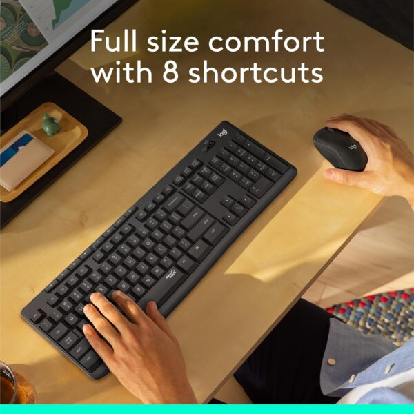 Logitech MK295 Wireless Mouse & Keyboard Combo with SilentTouch Technology, Full Numpad, Advanced Optical Tracking, Lag-Free Wireless, 90% Less Noise - Graphite - Image 3