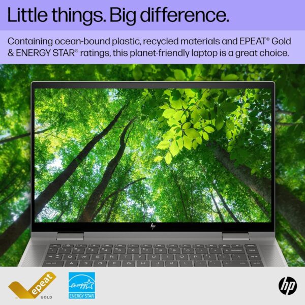 HP ENVY x360 15 inch Laptop, FHD Touch Display, Intel Evo powered by 13th Gen Intel Core i7-1355U, 8 GB RAM, 512 GB SSD, Intel Iris Xe Graphics, Windows 11 Home, 15-ew1010nr (2023), silver - Image 7